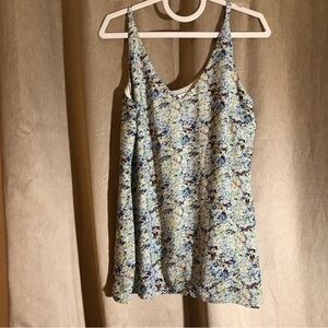 CAbi Women's Cami Tank Floral Blue Lime Green Purple Top